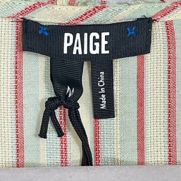 PAIGE Kylenn Tiered Boho Babydoll Dress Cream Stripe Resort Vacation M - Picture 4 of 15